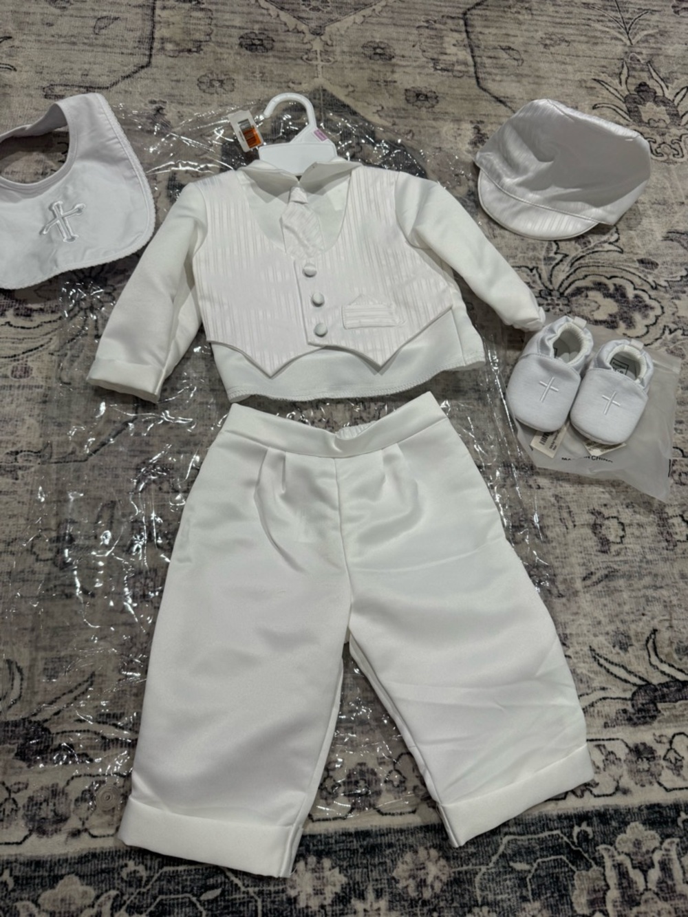 Baby Boys White Christening Baptism Set - 9-12 months